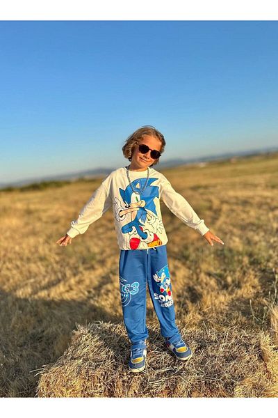 YİGİT BUTİK Printed Long Sleeve Boys Bottom Top Set