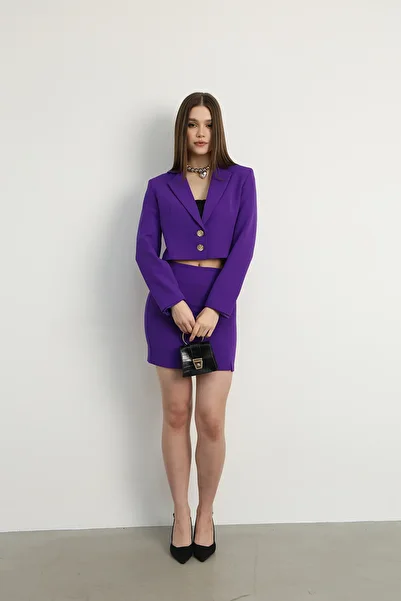 Swass Short Jacket and Mini Skirt Set Purple