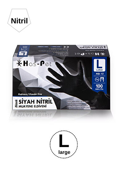 Has-Pet قفازات نيتريل سوداء خالية من البودرة من هاسبيت مقاس كبير