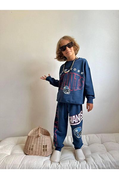 YİGİT BUTİK Printed Long Sleeve Boys Bottom Top Set