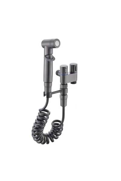 MAF Dus igienic cu robinet incastrat, baterie bideu si Wc, negru, cu o singura intrare, apa rece