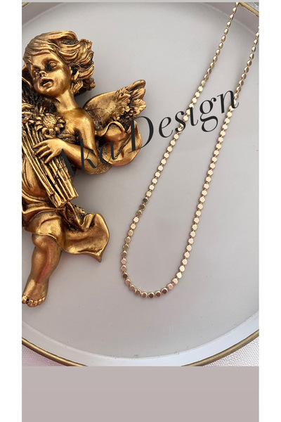 AKA DESIGN 14K kolye yassı zinvir