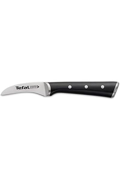 TEFAL Ice Force 7Cm Curved Paring Knife, Black, Stainless Steel, K2321214, Silver/Black