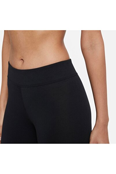 Nike siyah tayt tight fit mid rise length siyah pamuklu kadın tayt