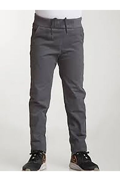 BEDUCA Elastic Waist, Dark Gray School Trousers for Girls and Boys, Woven Plus Size Children's Trousers