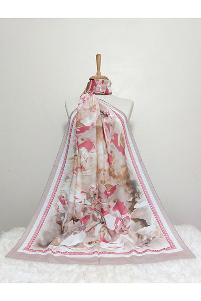 REMOMODA Patterned Watercolor Model Shawl Italian Cotton Flexible Soft Shawl High Quality