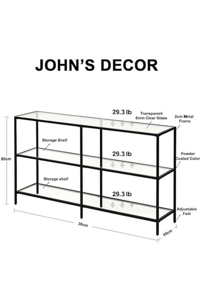 genric FFD Modern Gold Console Table, 3‑Tier Tempered Glass Entryway Sofa Table – Metal Frame,