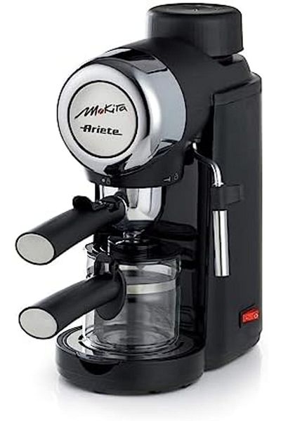 ARIETE Mokita Moka Coffee Machine with Tempered Glass Jug, Auto Shut-off and Safety Valve, 4 Cups Ca