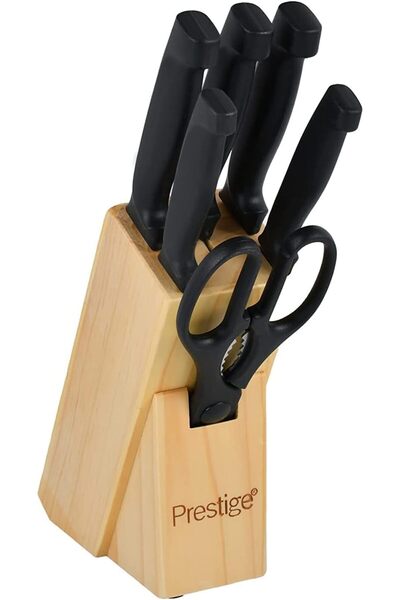 Prestige Bronze Pattern & Silver Plated Knife Block 7-Piece Set PR50919 - Black