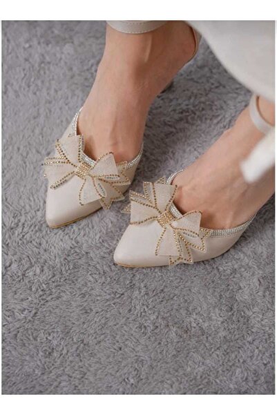 TR Ten Saten Kadın Tül Fiyonklu İnce Topuklu Ayakkabı