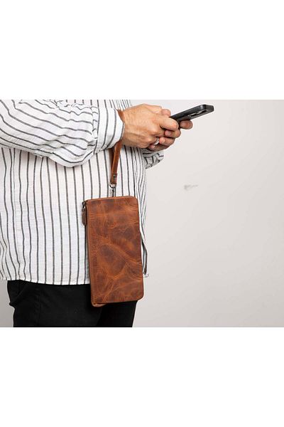 BloominBag Majeste Rust Brown Curated Leather Clutch Bag
