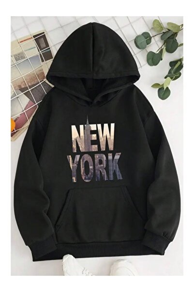 FUFLUNS سويت شيرت مطبوع عليه صورة ظلية من نيويورك للجنسين