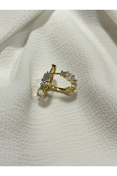 Çelik Lucky Store Zirkon Taşlı Halka Gold Küpe