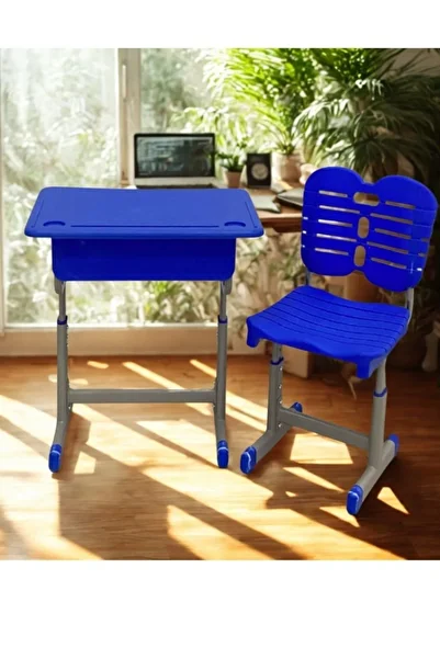 smart home Ergonomic, Adjustable Height Plastic School Table and Chair Set - Durable Plastic Frame, 80x60x40cm