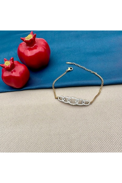 Opia Takı & Aksesuar Steel Gold Zircon Stone Bracelet