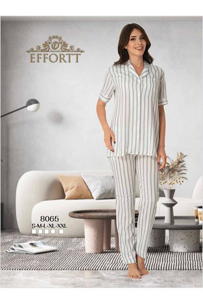 EM&FA TEKSTİL Striped Cotton Pajama Set