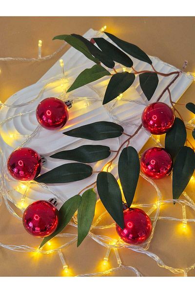 mıstıque home Christmas Tree Ornament 6 Pieces Pink Ball 5 cm Christmas Ornament