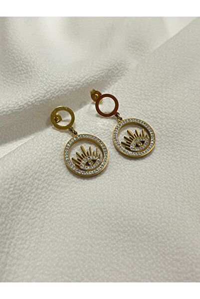 Lucky Store Zirkon Taşlı Göz Detaylı Küpe