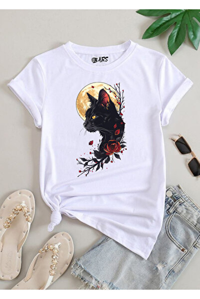 barsdepo Tricou oversize cu imprimeu, tricou oversize unisex alb