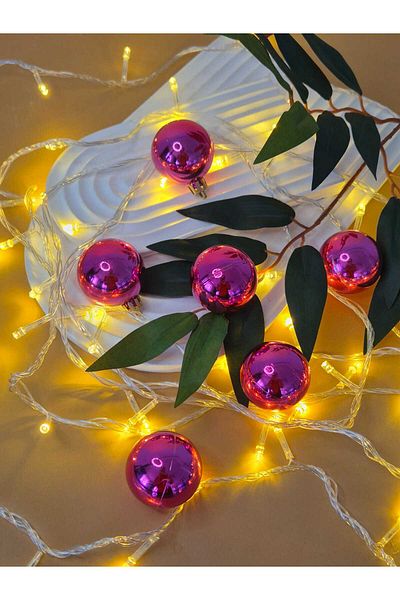 mıstıque home Christmas Tree Ornament 6 Pieces Pink Ball 6 cm Christmas Tree Ornament