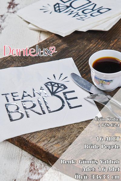 Dantelux 16 Bride Party Napkins (Size: 33X33 cm)