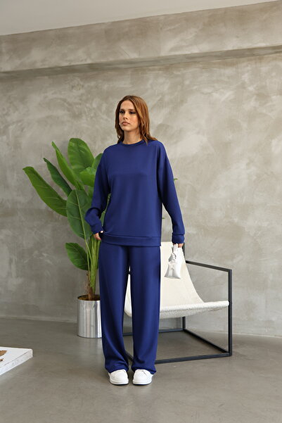 sportiness Σετ φόρμας από ύφασμα Oversize Crew Neck Wide Leg Modal
