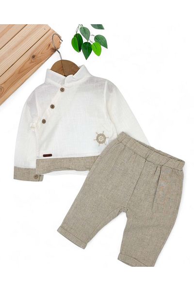 voyyo kids baby Baby Boy Rudder Embroidered, Thin Muslin Fabric, 2 Piece Stylish 6-9-12-18-24 Months Boy Set
