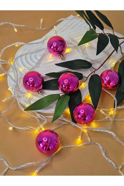 mıstıque home Christmas Tree Ornament 6 Pieces Pink Ball 5 cm Christmas Ornament