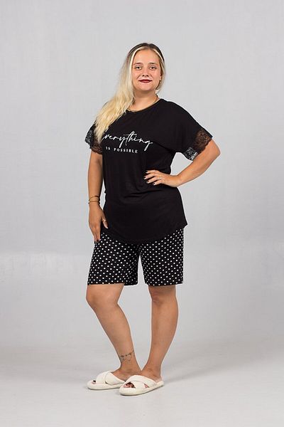 Truva XXL Plus Size Polka Dot Shorts Pajama Set - Timeless Chic