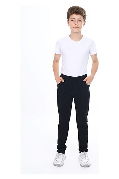 BEDUCA Elastic Waist, Black School Trousers for Girls and Boys, Woven Large Size Children's Trousers