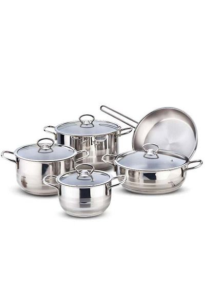 Cady One Cooking Pots Set Stainless Steel Nonstick 9 Pieces