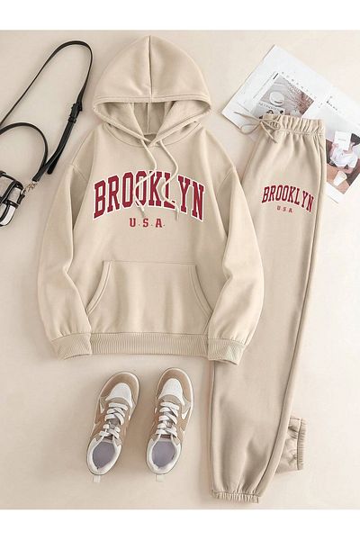 macklin Unisex Men's Women's Brooklyn Printed Oversize 3 Thread Hooded Tracksuit Set