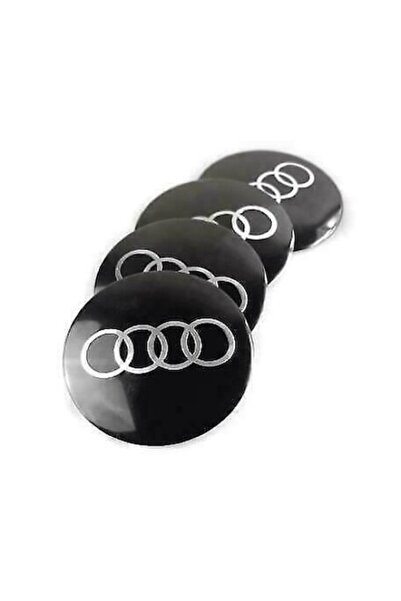BLACK Autocolante adezive din aluminiu Audi pentru jante din aliaj de 56 mm