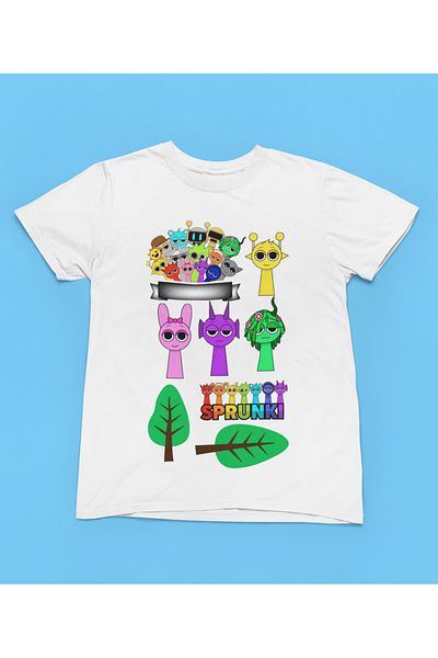 MAGORS Sprunki Printed Cycling Collar 100% Cotton Children's and Youth Tshirt