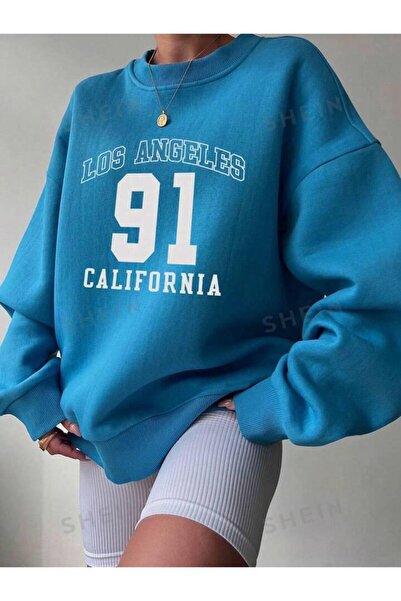 NoVibe Hanorac unisex de mărime mare Los Angeles 91 supradimensionat Winter g...