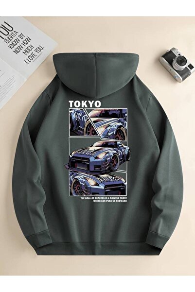MANCY Hanorac unisex Tokyo GTR imprimat, supradimensionat, de iarnă, cu 3 fir...