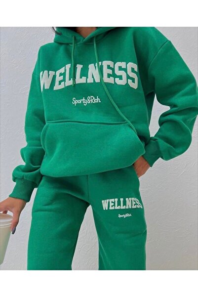 NoVibe Σετ αθλητικής φόρμας με στάμπα με κουκούλα Wellness για γυναίκες