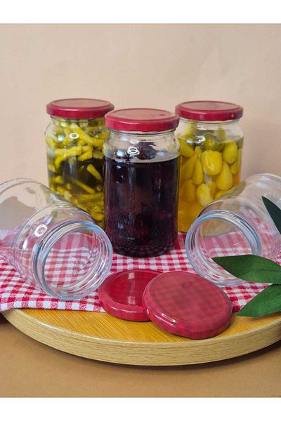 Lider MAGNESİA Jar 370 Cc 6 Pcs + 6 Pcs Lid Glass Jar Canning Bottle