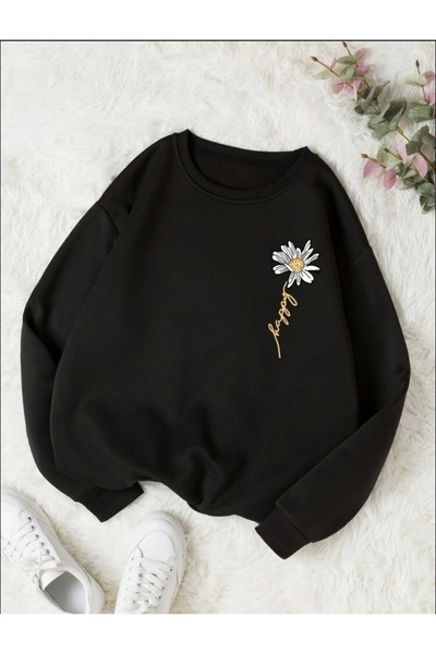 NoVibe Φούτερ με στάμπα Daisy Flower Oversize με 3 κλωστές