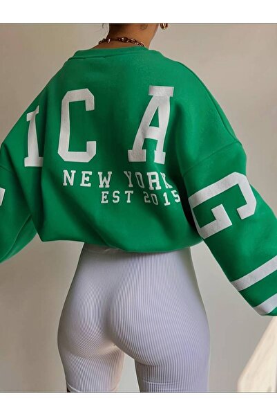 NoVibe سويت شيرت بقلنسوة كبير الحجم مطبوع برقبة دائرية للجنسين مقاس كبير من ش...