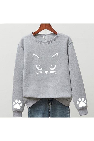NoVibe Kids Oversize Meov Cat Printed Sweatshirt