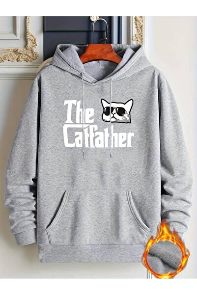 MANCY Hanorac unisex cu glugă, 100% bumbac, cu imprimeu The Catfather, suprad...