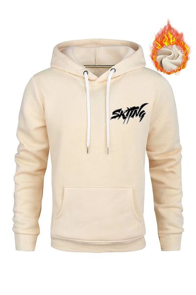 NoVibe Plus Size Speed Up - Surf Rabbit Back Print Detailed Oversize 3 Thread Pocket Hooded Sweatshirt