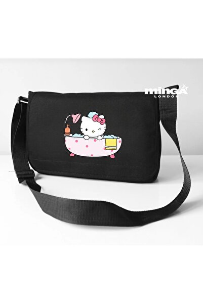 Minga London Geantă neagră Hello Kitty Bath Messenger - Minga London