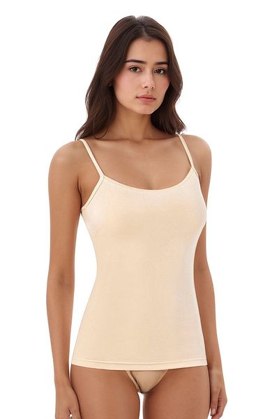 QKK Women's Modal Cotton Lycra Extra Piping Rope Strap 2-Piece Undershirt Q6K6K0T2Ka