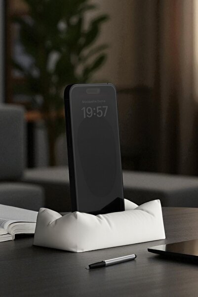 Masaüstü Telefon Tutucu Stand – Şık Yastık Tasarım, Dayanıklı Plastik, Ofis ve Ev Kullanımı