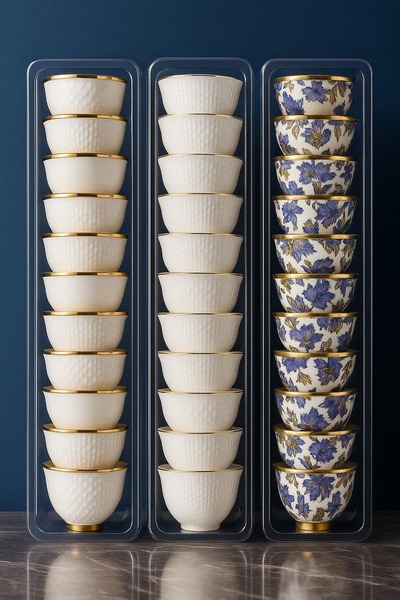 RIDGE طقم 2 منظم شفاف للفناجين والملاعق – تصميم أنيق لتنظيم مثالي وأناقة مطبخك