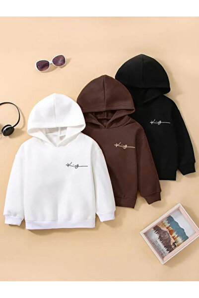 NoVibe Hanorac cu glugă din 3 piese cu imprimeu King pentru copii