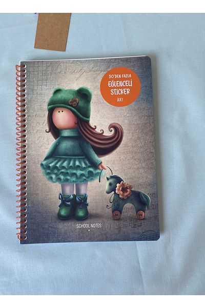 tiny wood Tilda 16,5X22,5 cm 80 Sheets Lined Cardboard Cover Spiral Notebook + More Than 50 Stickers