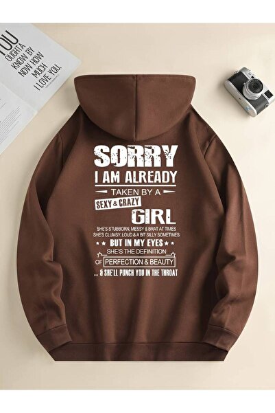 MANCY Унисекс Sorry I Am Already Printed Оверсайз зимна 3-слойна 100% памучна...